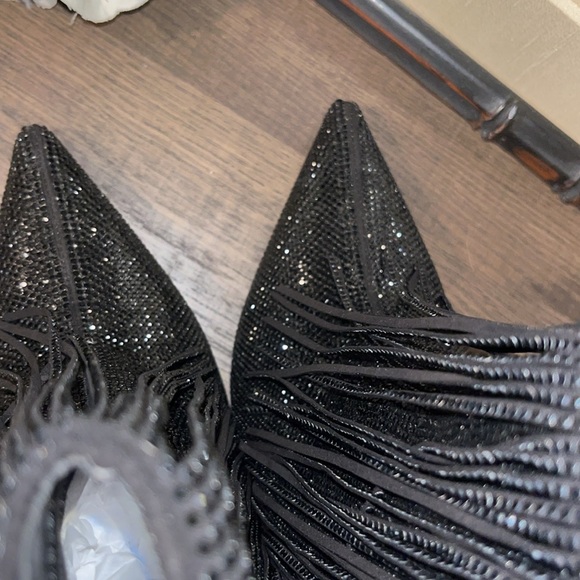 I.N.C. International Concepts Sahoj Western Fringe Booties, Black Bling NWOB sz7 - Picture 8 of 11